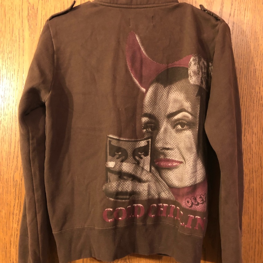 Obey propaganda sweater jacket brown thumb holes Cold Chillin